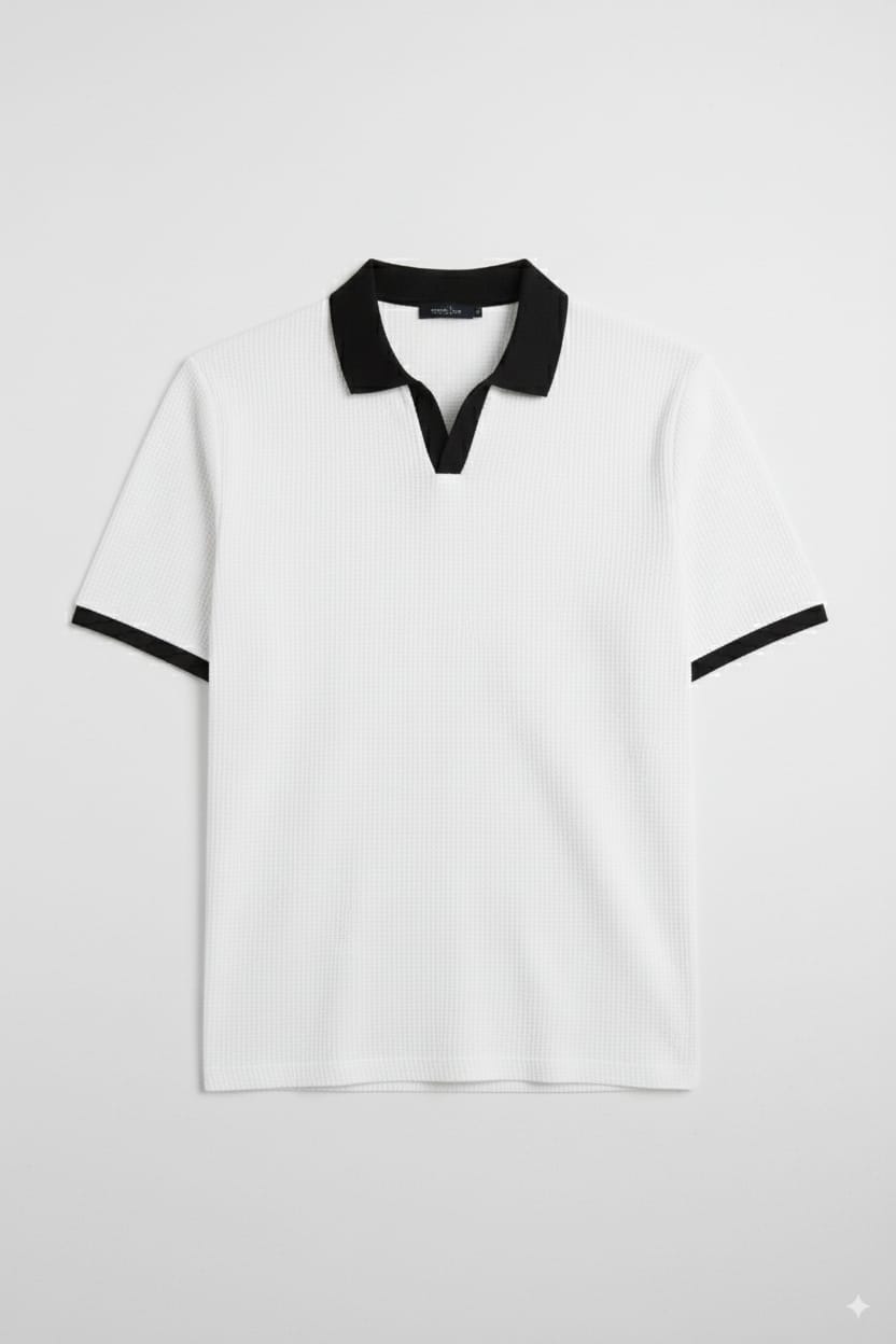 White Texture Johny Collar