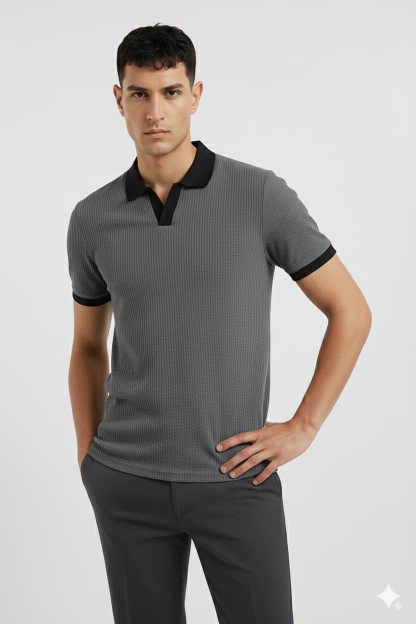 Charcol Texture Johny Collar