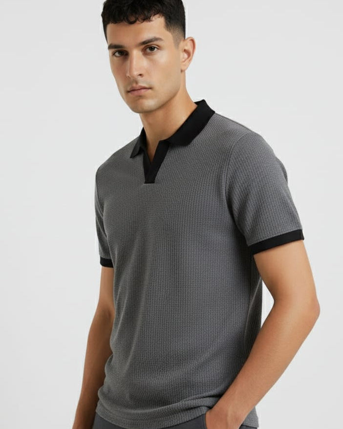 Knitted Charcol Johny Collar