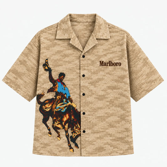 Brown Camouflage Marlboro Cuban Shirt