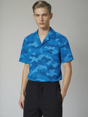 Blue Army Cuban Shirt + Trouser Combo Set