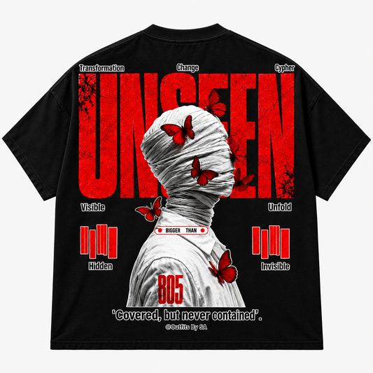 Unseen Oversized Boxy-Fit Black T-shirt