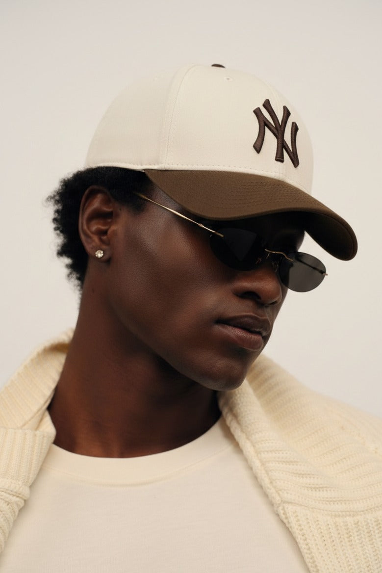 NY Brown/Khaki-White Suede Cap