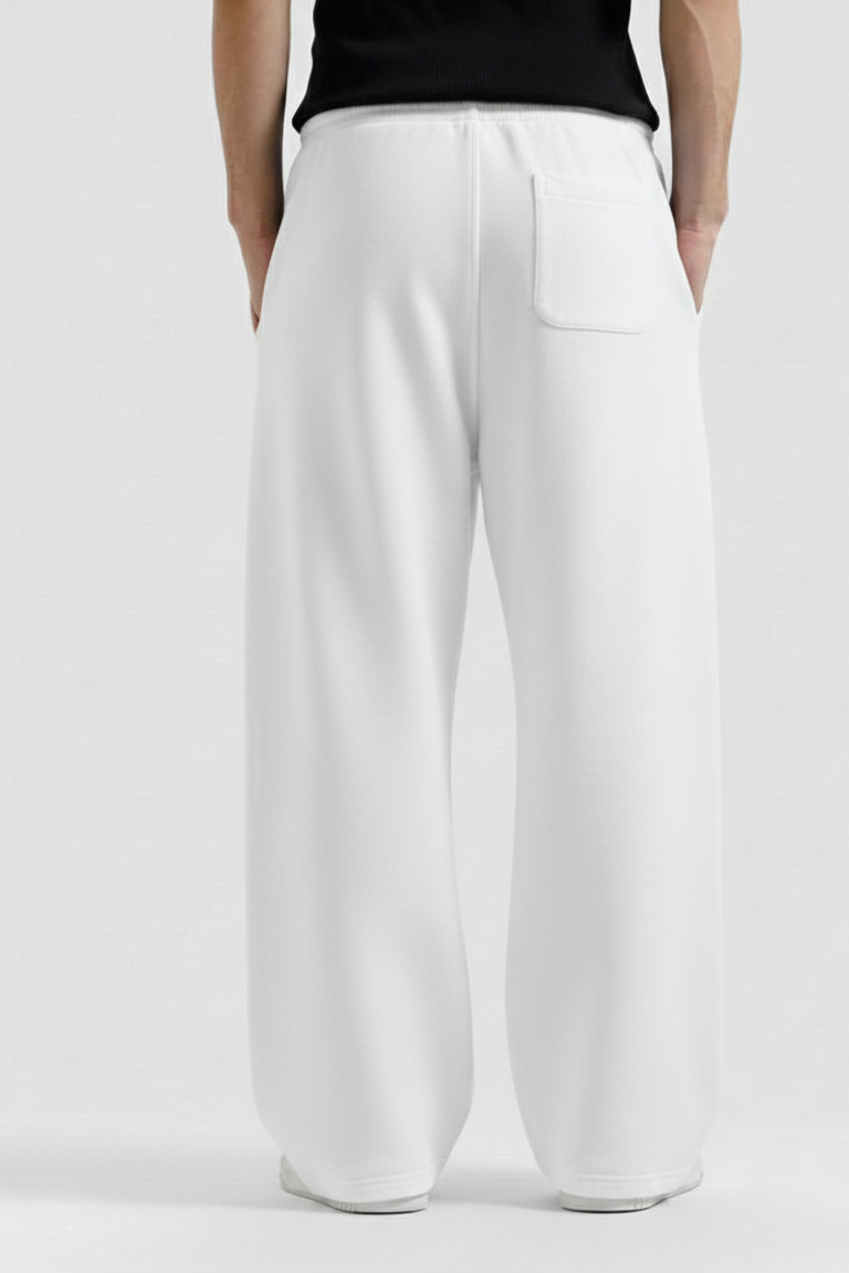 White Straight Baggy Trouser