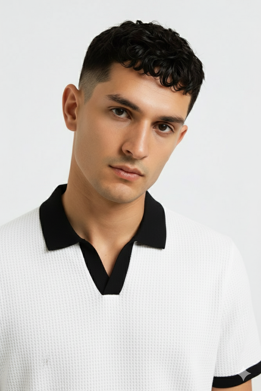 Pair of 2 white Johnny Collar/Brown Cuban