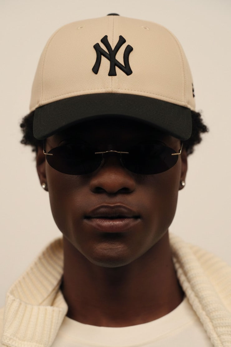 NY Black/Khaki-White Suede Cap