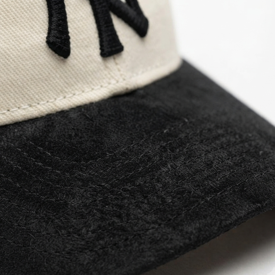NY Black/Off-White Suede Cap
