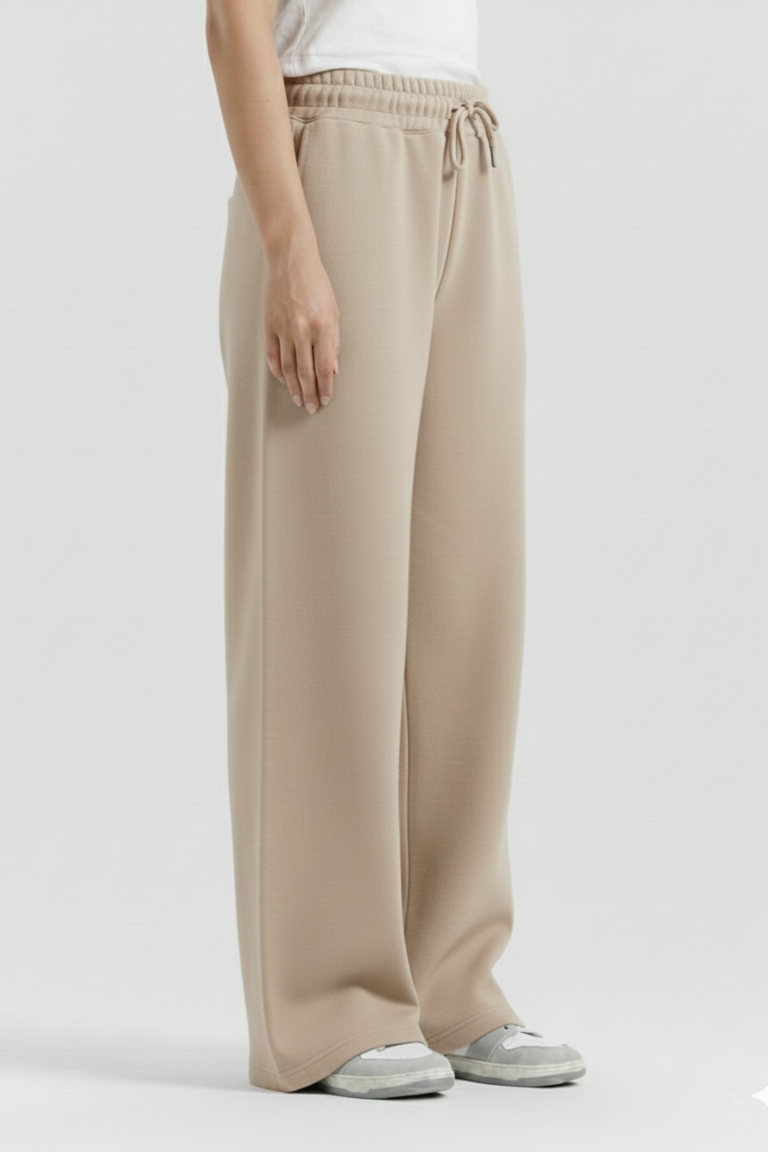 Beige Straight Baggy Trouser