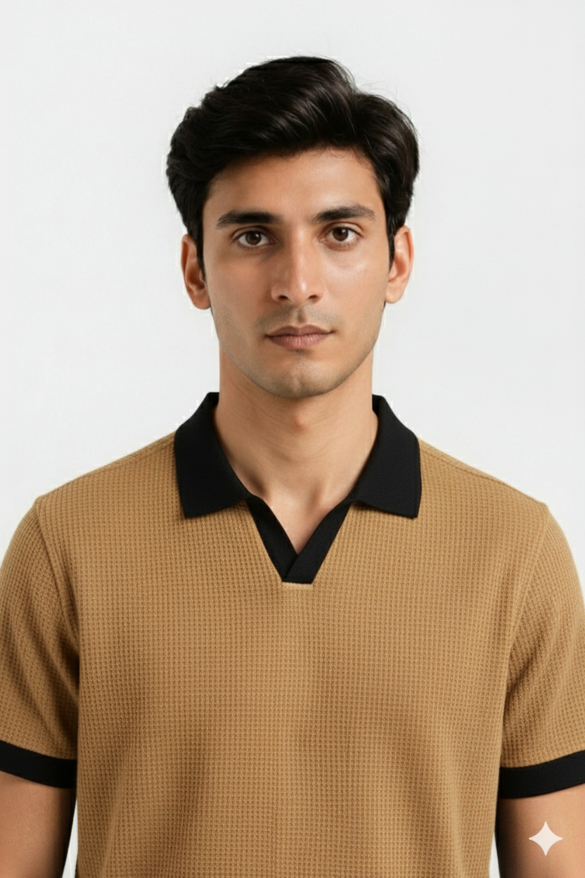 Pair of 2 beige Johnny Collar/Blue Cuban