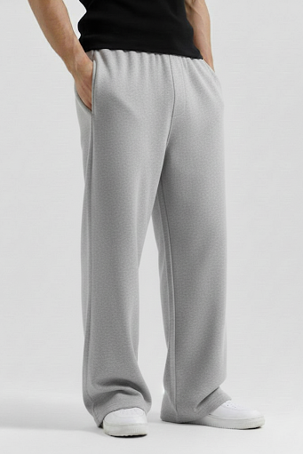 Heather Grey Straight Baggy Trouser