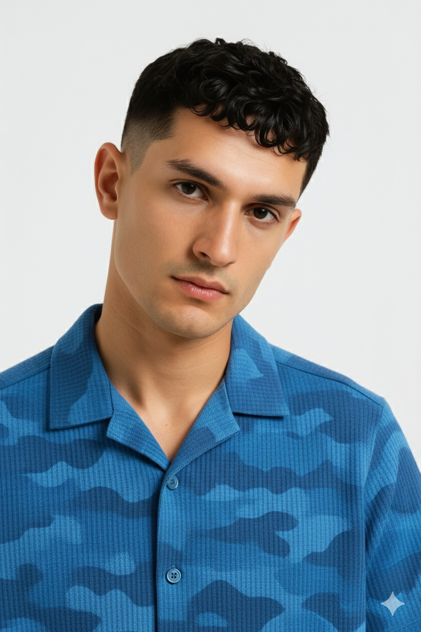 Pair of 2 white Johnny Collar/Blue Cuban