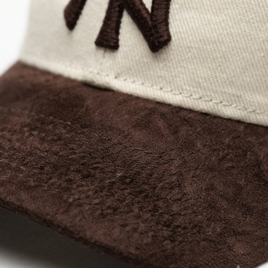 NY Brown/Khaki-White Suede Cap