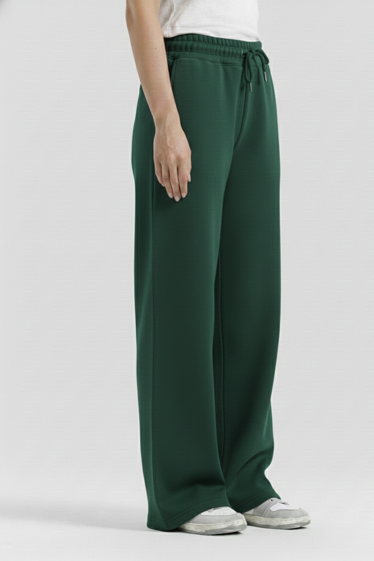 Bottle Green Straight Baggy Trouser