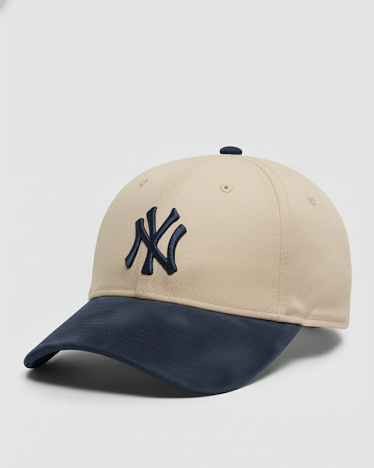 NY Blue/Khaki-White Suede Cap