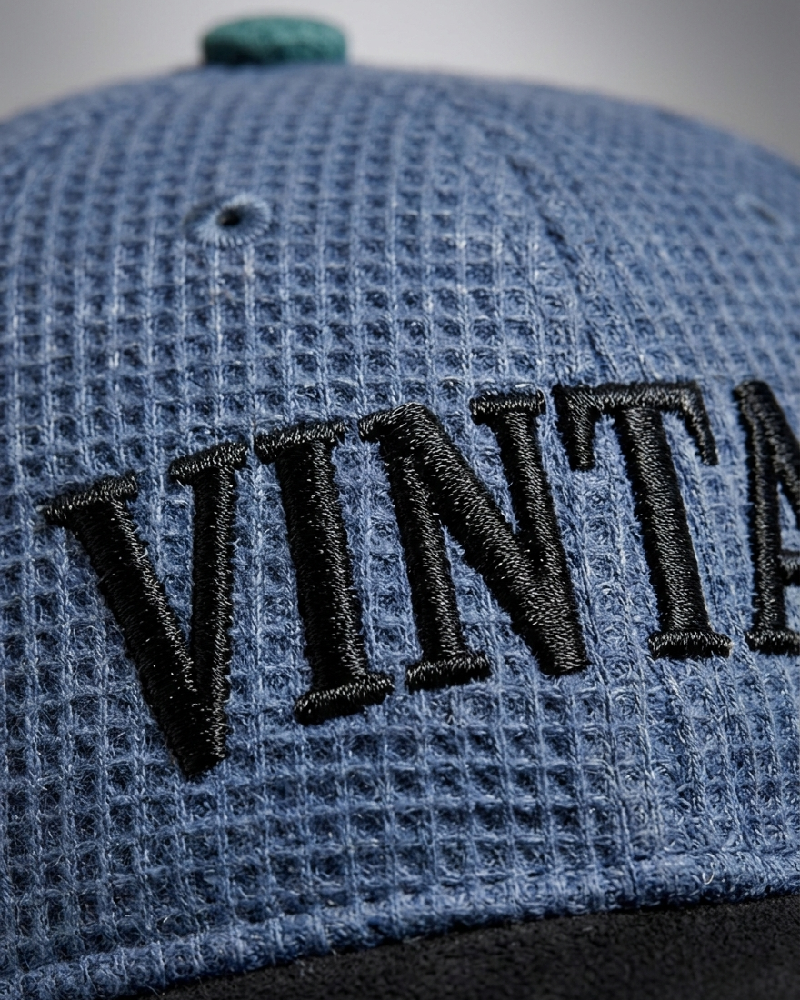 Vintage Pale Blue/Black Suede Cap