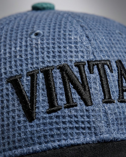 Vintage Pale Blue/Black Suede Cap