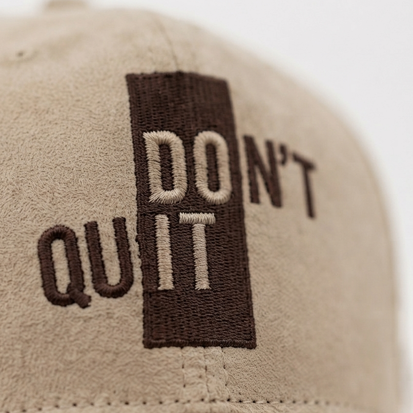 Don't Quit Beige Suede Cap