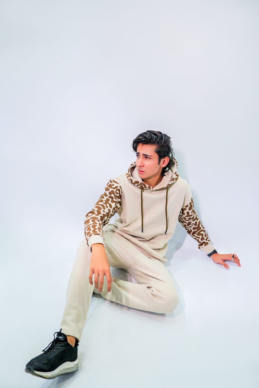 Beige Hoodie + Trouser Set