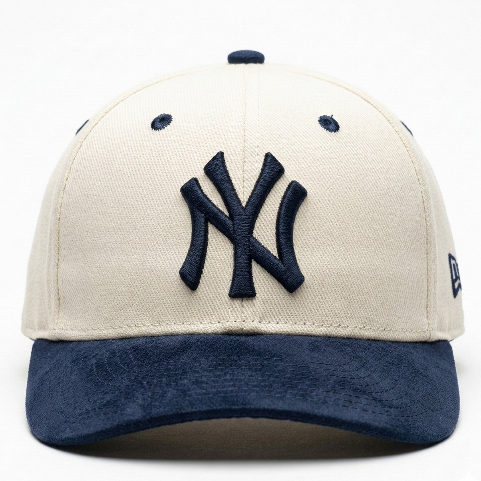 NY Blue/Khaki-White Suede Cap