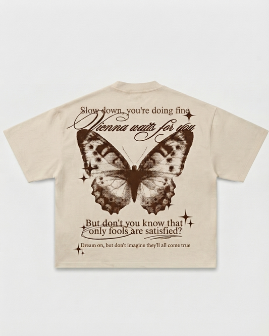 Brown Butterfly Oversized Boxy-Fit T-shirt