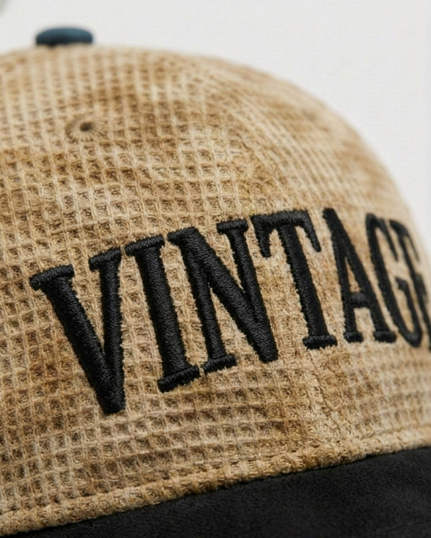 Vintage Brown Camouflage/Black Suede Cap