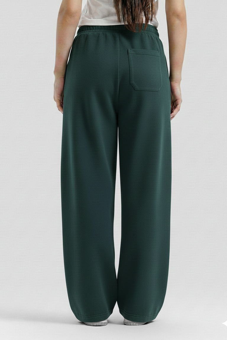 Bottle Green Straight Baggy Trouser
