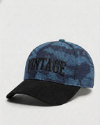 Vintage Blue Camouflage/Black Suede Cap