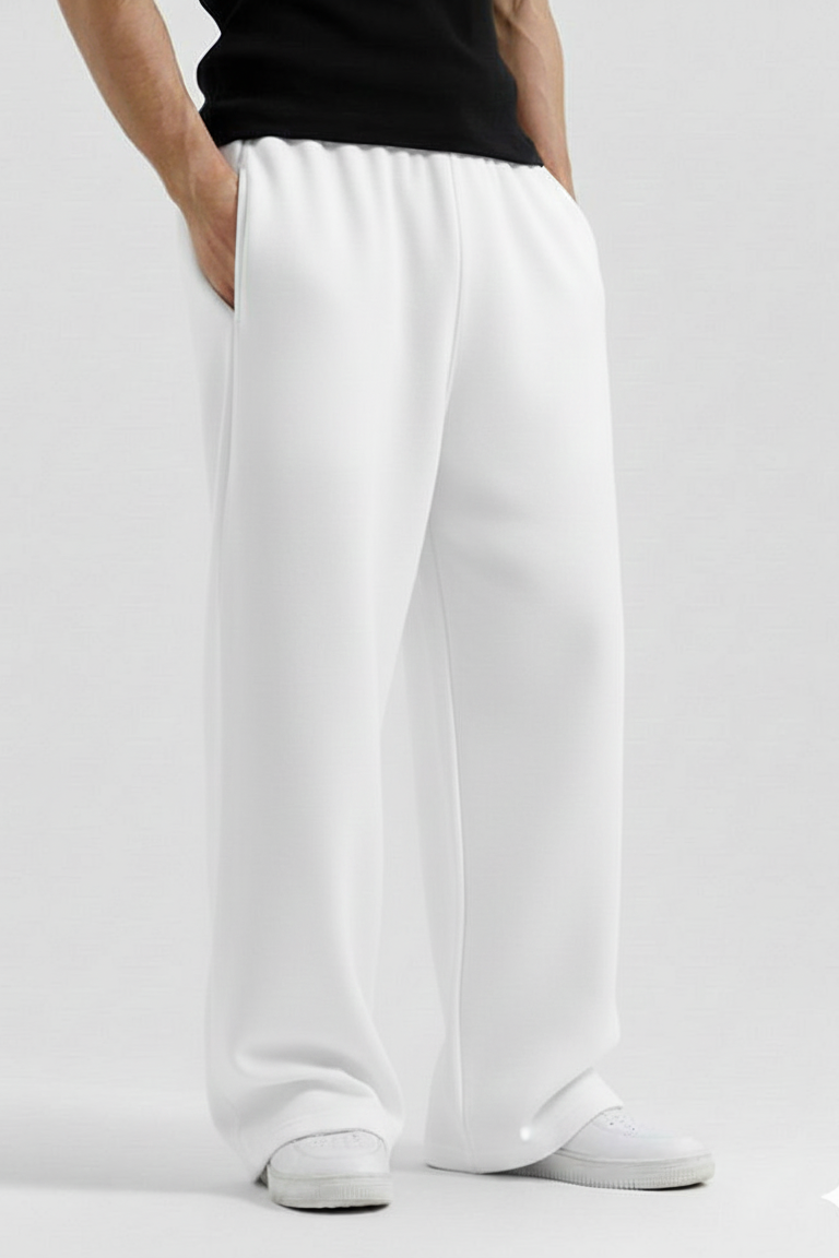 White Straight Baggy Trouser
