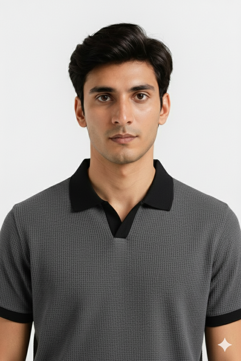 Pair of 2 Charcoal Johnny Collar/Blue Cuban