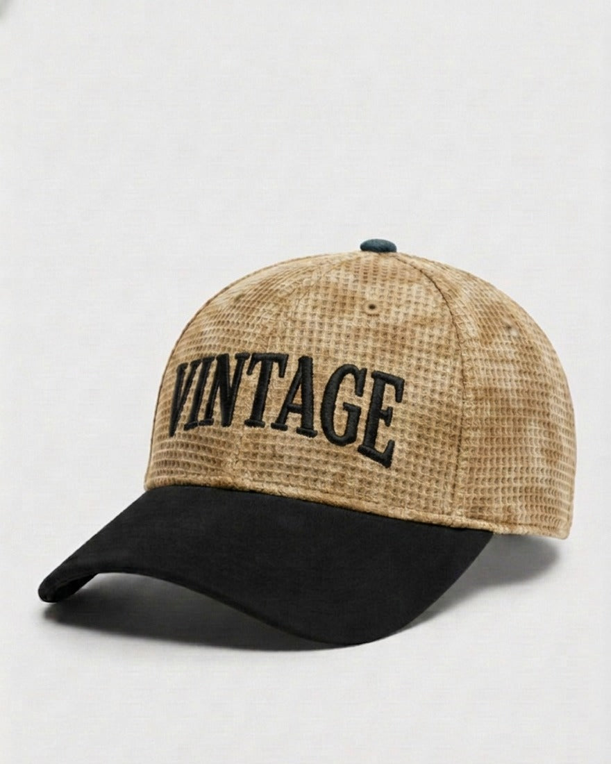 Vintage Brown Camouflage/Black Suede Cap