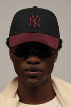 NY Maroon/Black Suede Cap