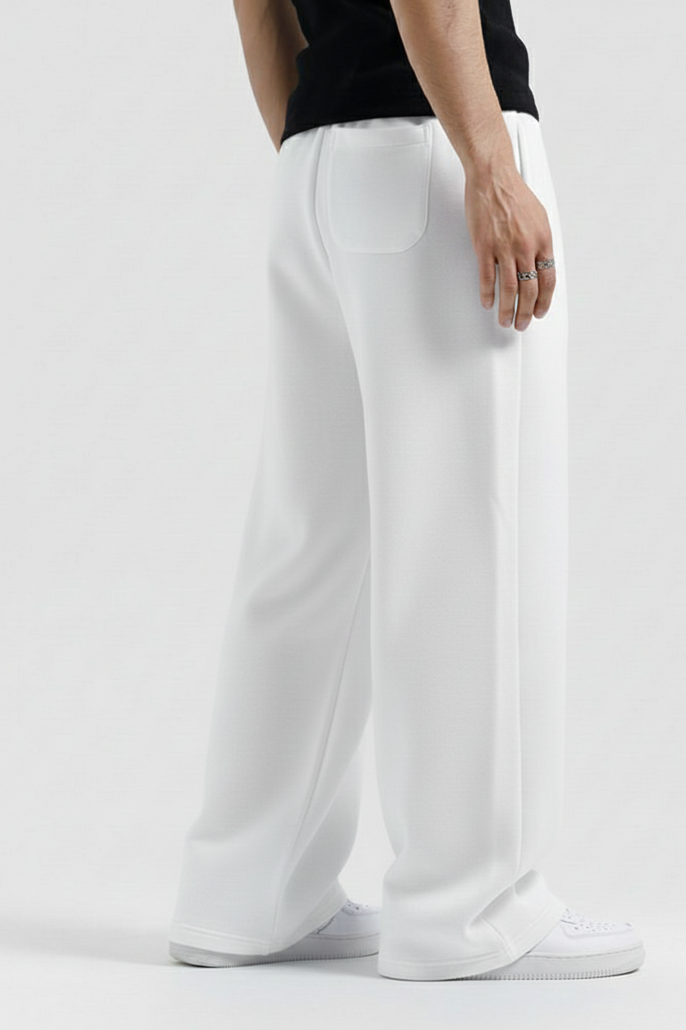 White Straight Baggy Trouser