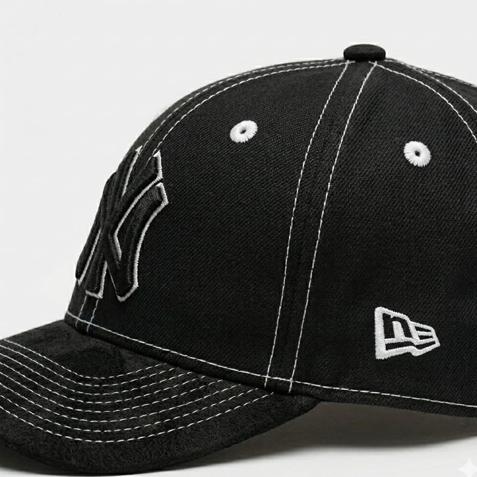 NY Black-White Suede Cap