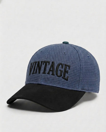 Vintage Pale Blue/Black Suede Cap